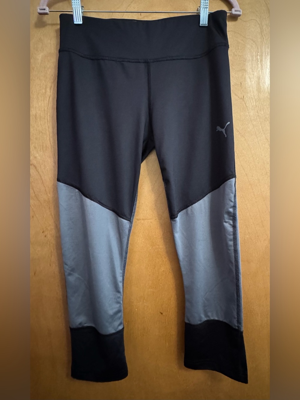 Puma Black and Gray Colorblock Workout Leggings